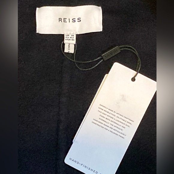 NWT Reiss Navy Brooks Belted Wool Blend Coat -Sz 10 - Picture 10 of 12